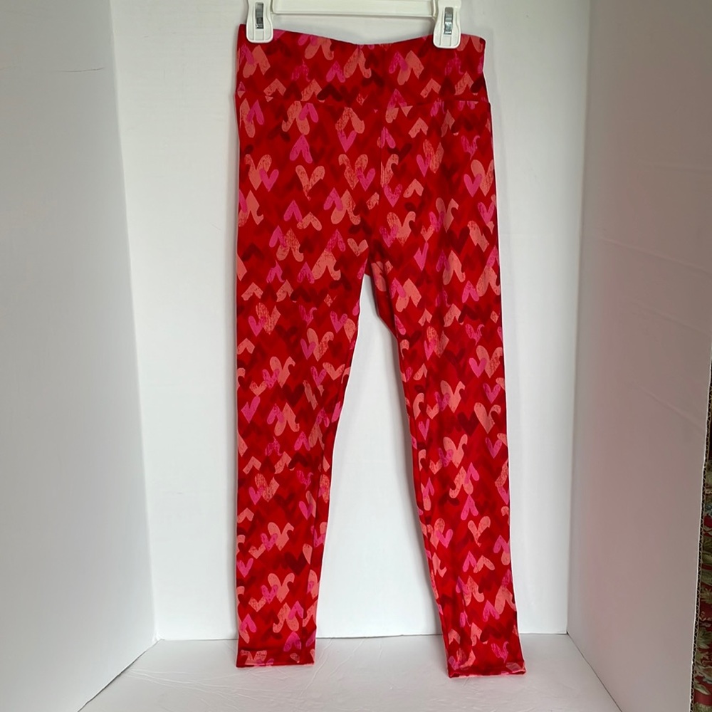 Lularoe red leggings with hearts size: one size